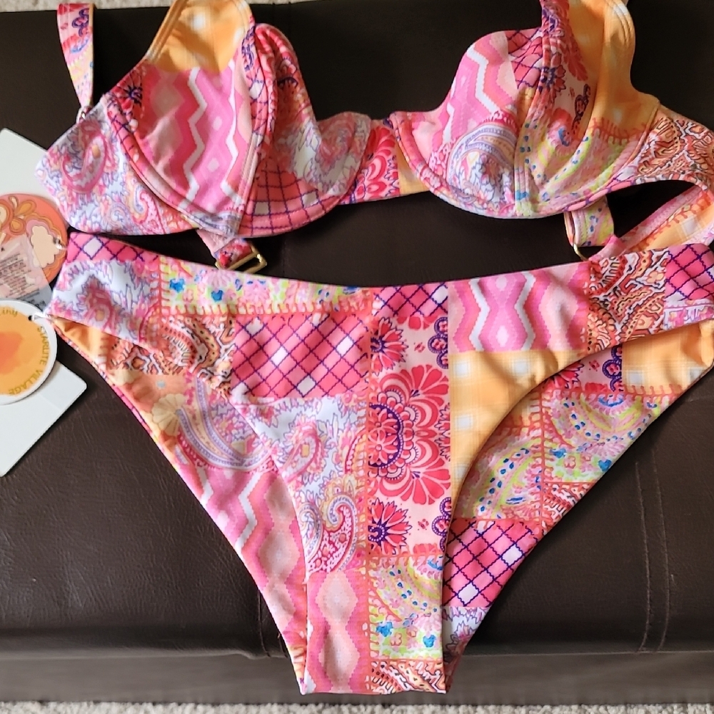 Patchwork Pink Bikini Set - image 2
